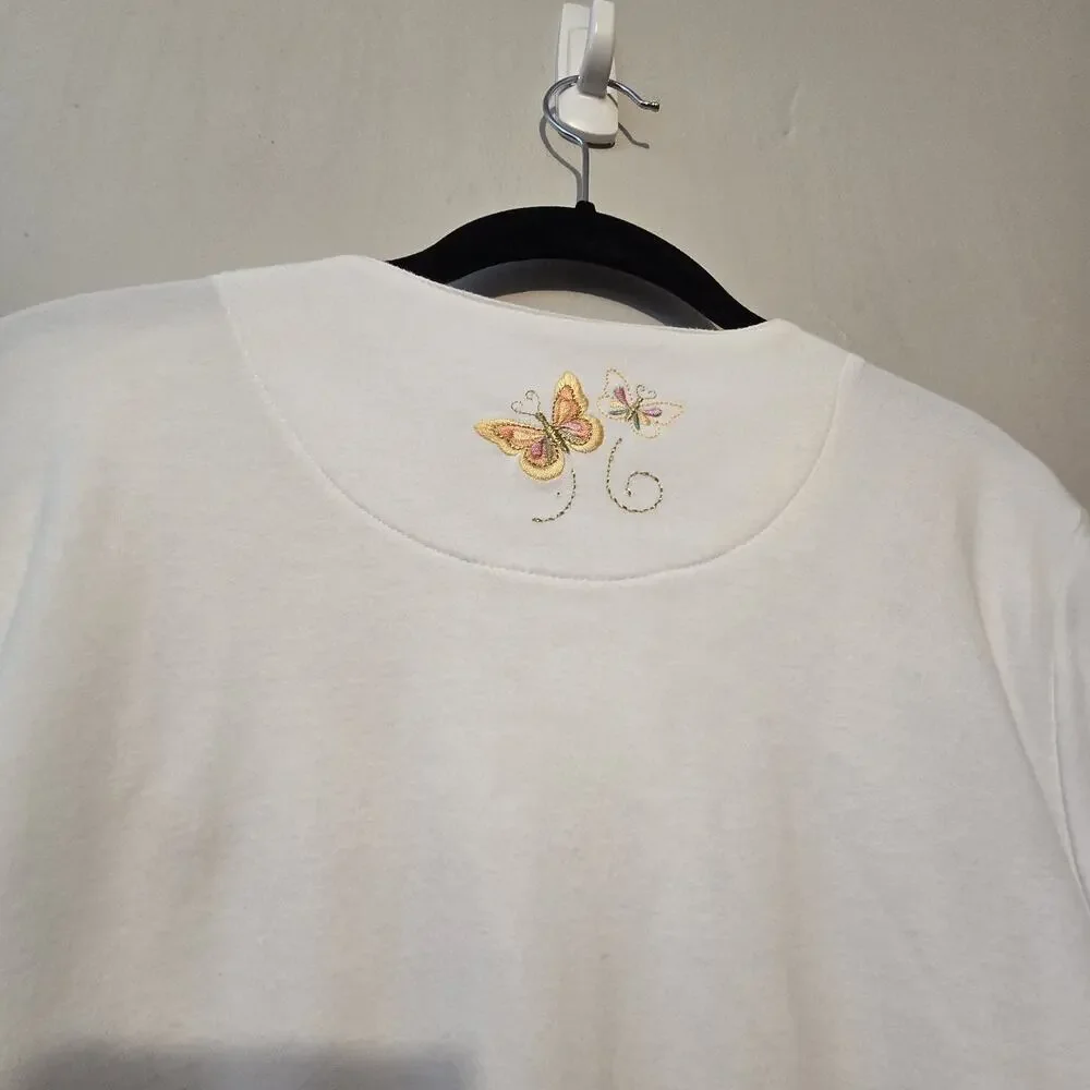 Breckenridge Embroidered Butterfly Cardigan Women MED Pastels Cottage Boho Fairy